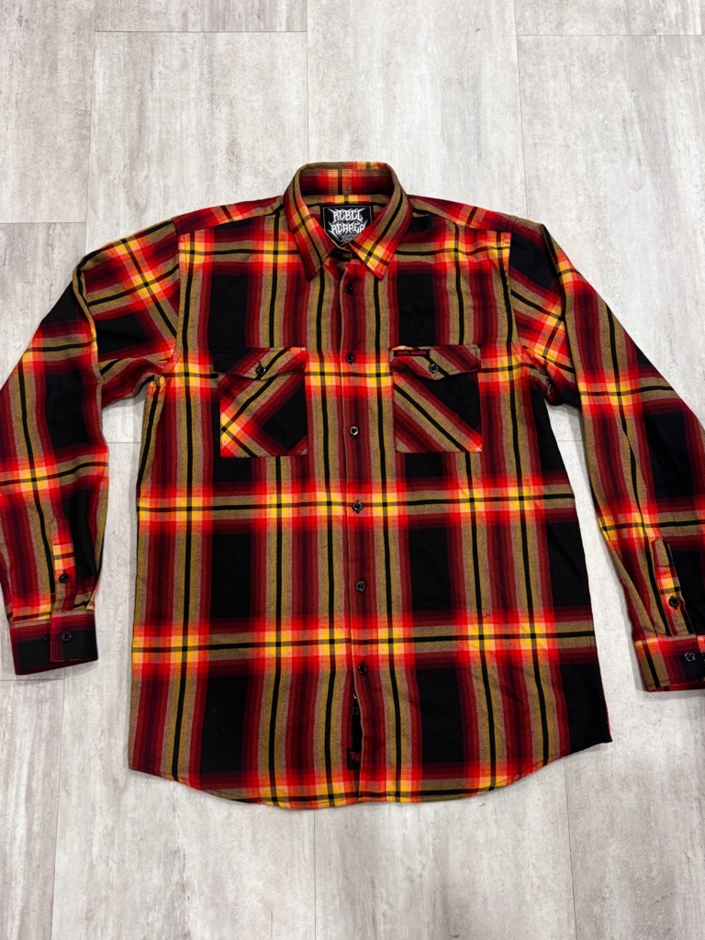 Rebel Reaper Plaid Flannel Shirt in Red and Black - Men's Long Sleeve